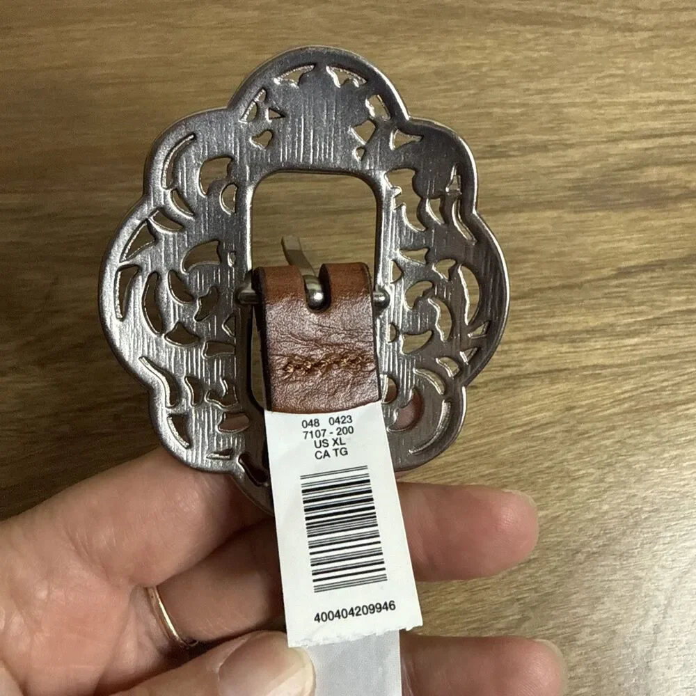 American Eagle Outfitter AEO Belt Skinny Brown Silver Buckle Leather XL NEW NWT